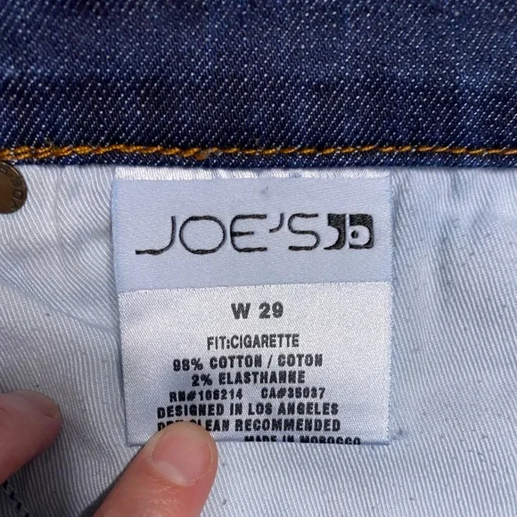 Joe's Jeans Cigarette Slim Straight Leg Mid Rise Jeans Dark Wash Size 29 - Picture 6 of 11